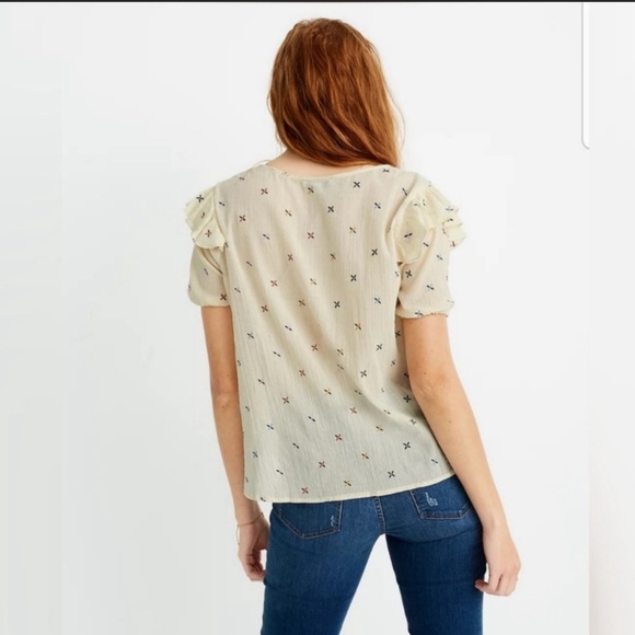 Madewell Cotton Embroidered Popover Blouse - Picture 2 of 7